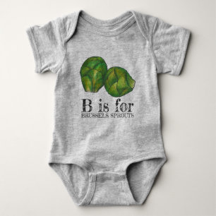 Body Para Bebê B é para BRUSSELS ESPROUTS Green Veggie Alphabet B