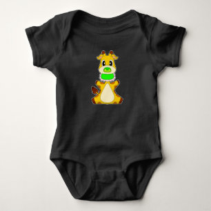 Body Para Bebê Babete Chupeta de Girafa