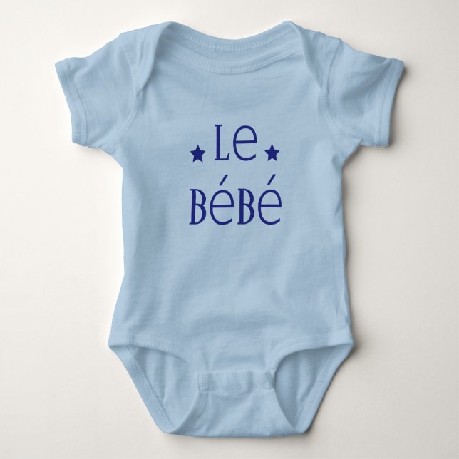 Body Para Bebê Baby Blue Suit em francês: Bébé (Frente)