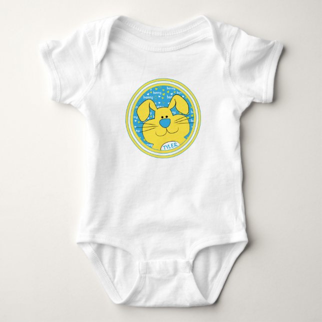 Body Para Bebê Baby Bodydress Honey Bunny Blue Yellow (Frente)