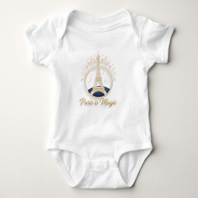 Body Para Bebê Baby Bodysuit - Paris Elegant Eiffel Tower (Frente)