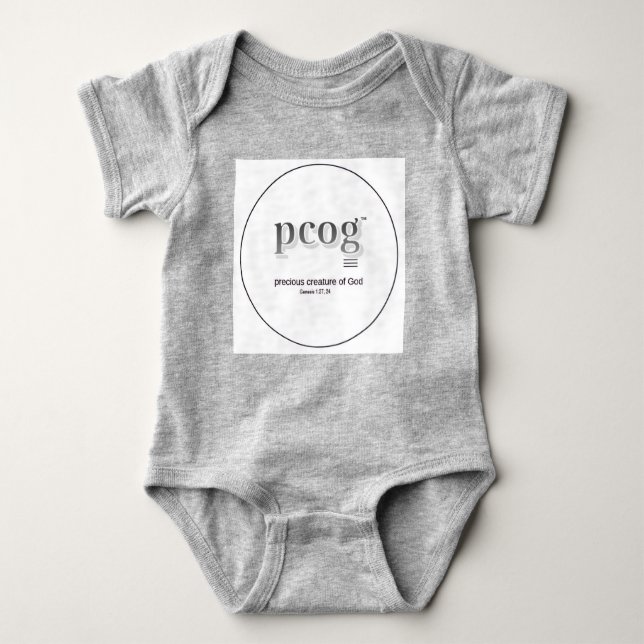 Body Para Bebê Baby bodysuit "PCOG" with scripture & heart (Frente)
