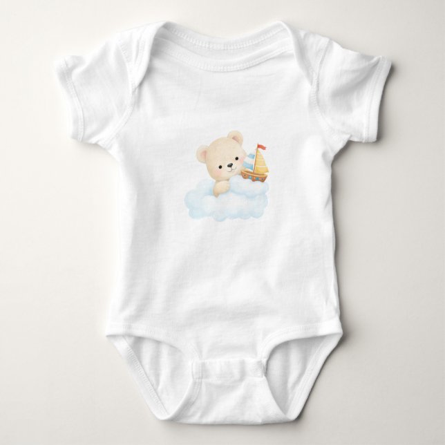 Body Para Bebê Baby Bodysuit – Sweet Teddy on a Cloud | Soft Wate (Frente)
