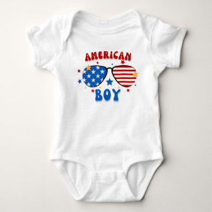 Body Para Bebê Baby Boy American Flag Óculos Independência Dia