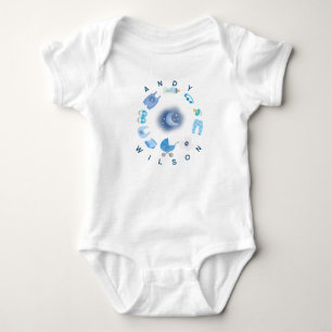 Body Para Bebê Baby Boy Half Moon Stars Blue Color