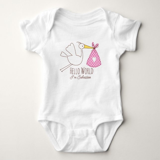 Body Para Bebê Baby Boy Hello World I'm Sebastian Personalized  (Frente)