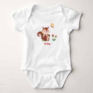 Body Para Bebê Baby Chipmunk com Acorn, Borboleta e Flores
