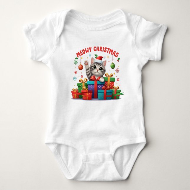 Body Para Bebê Baby Christmas Kitty With Gift (Frente)
