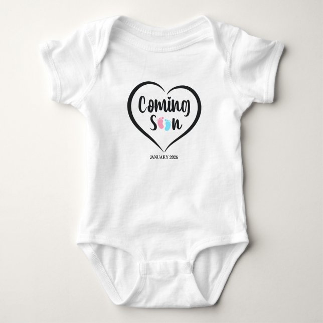 Body Para Bebê Baby Coming Soon Script Twins pregnancy  (Frente)