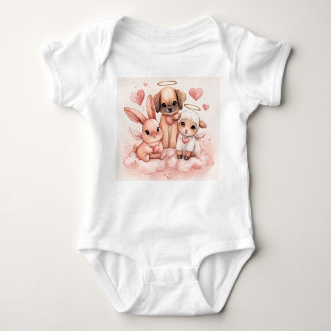 Body Para Bebê Baby Cupid Animals Valentine’s One Piece (Frente)