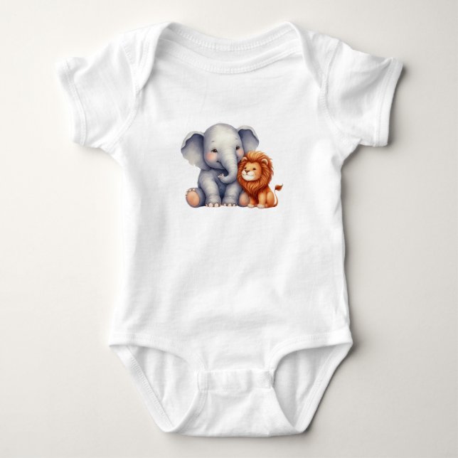 Body Para Bebê Baby Elephant e Lion baby je (Frente)