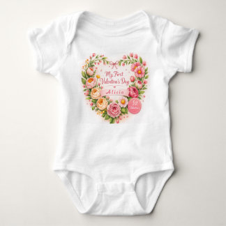 Body Para Bebê Baby Girl First Valentine’s Day Design Customize