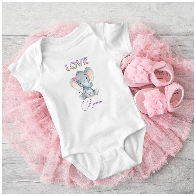 Body Para Bebê Baby Girl Love Name Elephant Cute (Criador carregado)