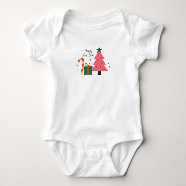 Body Para Bebê Baby Jersey Bodysuit Happy New Year (Frente)
