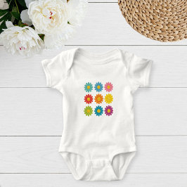 Body Para Bebê Baby Jersey Bodysuit with Happy Daisies - Retro