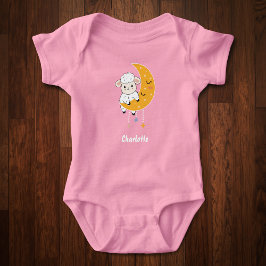 Body Para Bebê Baby Lamb on Moon com nome personalizado
