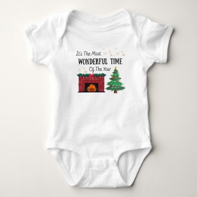 Body Para Bebê Baby Most Wonderful Time of The Year One Piece  (Frente)