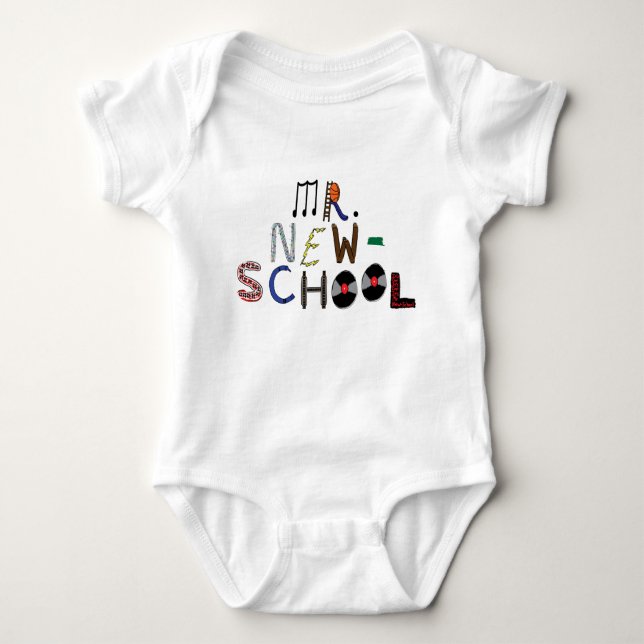 Body Para Bebê Baby Mr. New-School Font Jersey Bodysuit (Frente)