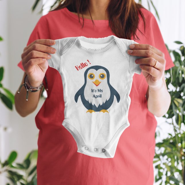 Body Para Bebê Baby Penguin (penguin mom baby's short super soft bodysuit.)