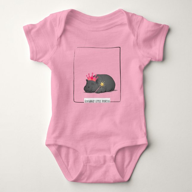 Body Para Bebê Baby Pygmy Hippo Princess Illustration (Frente)