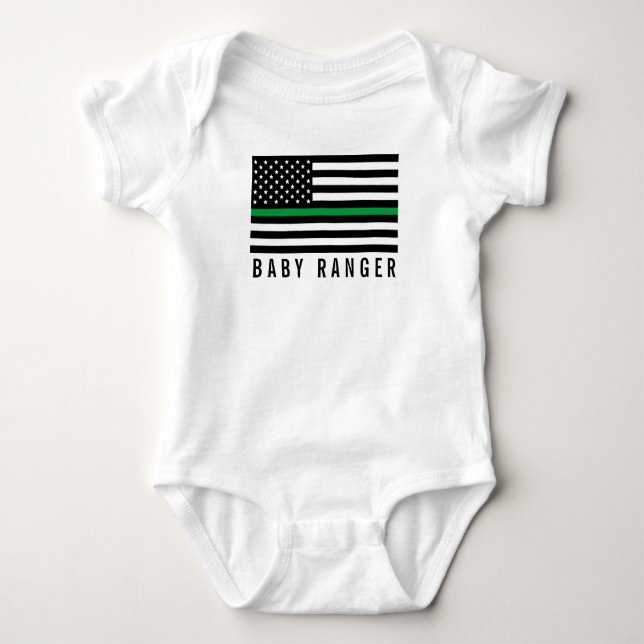 Body Para Bebê Baby Ranger Thin Green Line Flag Americano (Frente)