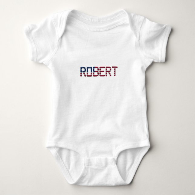 Body Para Bebê Baby Robert Patriot USA Stars and Strips Name (Frente)