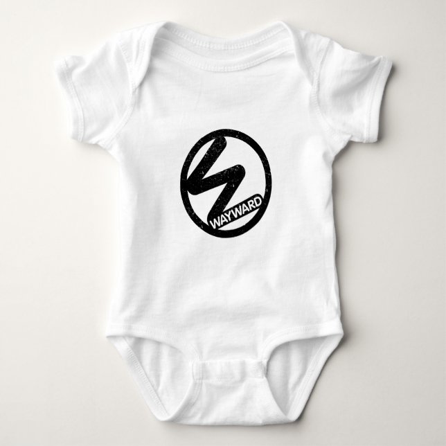 Body Para Bebê Baby Romper Black Wayward Logo (Frente)