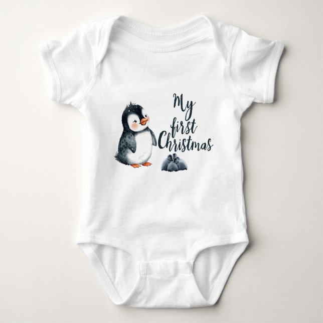 Body Para Bebê Baby’s First Christmas Shirt | Personalized (Frente)