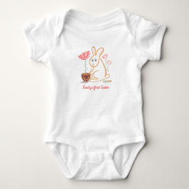Body Para Bebê Baby´s first Easter Bunny Garden Hand Drawn Design