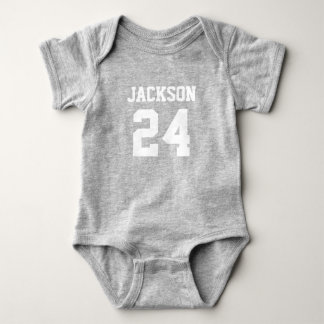 Body Para Bebê Baby Team Jersey Number e Monograma