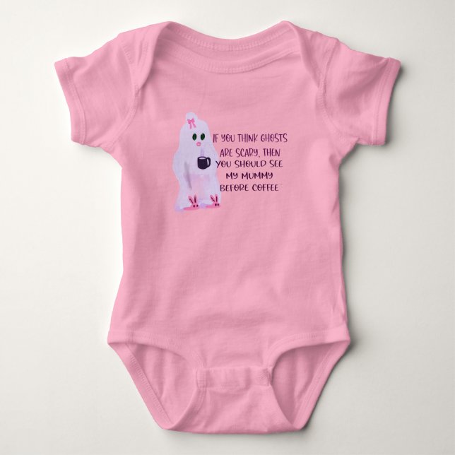 Body Para Bebê Baby undershirt , cute moms scary before coffee (Frente)