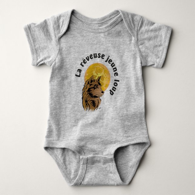 Body Para Bebê Babybody junger träumender Wolf Baby Strampler (Frente)