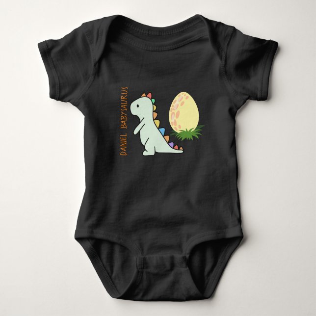 Body Para Bebê Babysaurus engraçado personalizado parque jurássic (Frente)