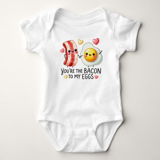 Body Para Bebê Bacon e Ovos Cute Kawaii (Frente)