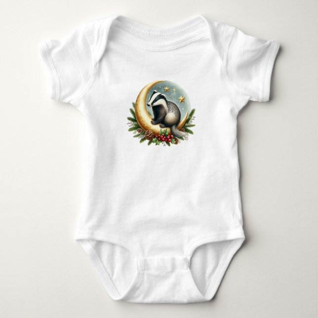 Body Para Bebê Badger Natal (Frente)