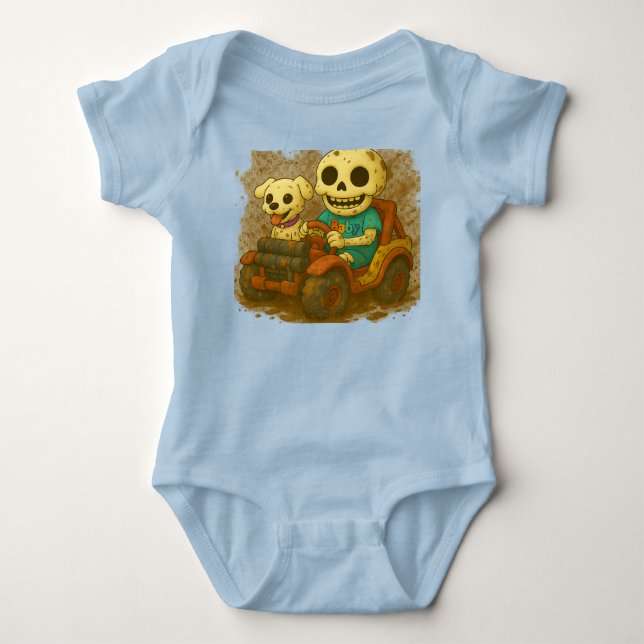Body Para Bebê Bagunça de Lama com Bebê e Waggles (Frente)