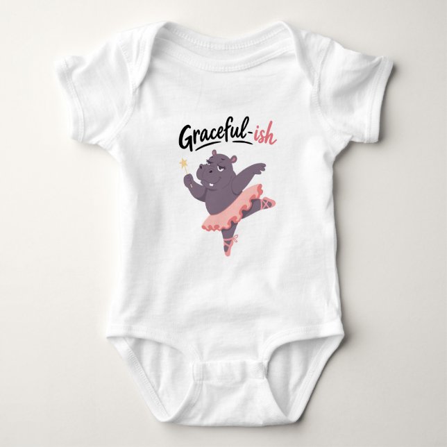 Body Para Bebê Bailarina de Hipopótamo Graciosa-ish (Frente)