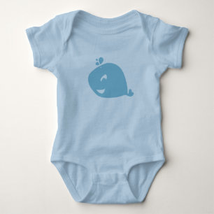 Body Para Bebê Baleia Azul Feliz e Fofa