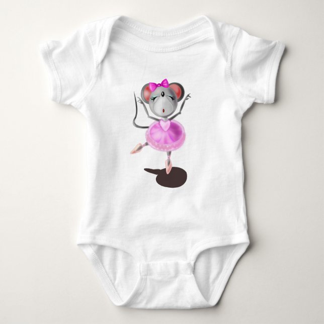 Body Para Bebê Ballerina Mouse Engraçado Bebê Roupa (Frente)