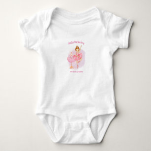 Body Para Bebê Ballerina, ursinho de pelúcia e flores cor-de-rosa