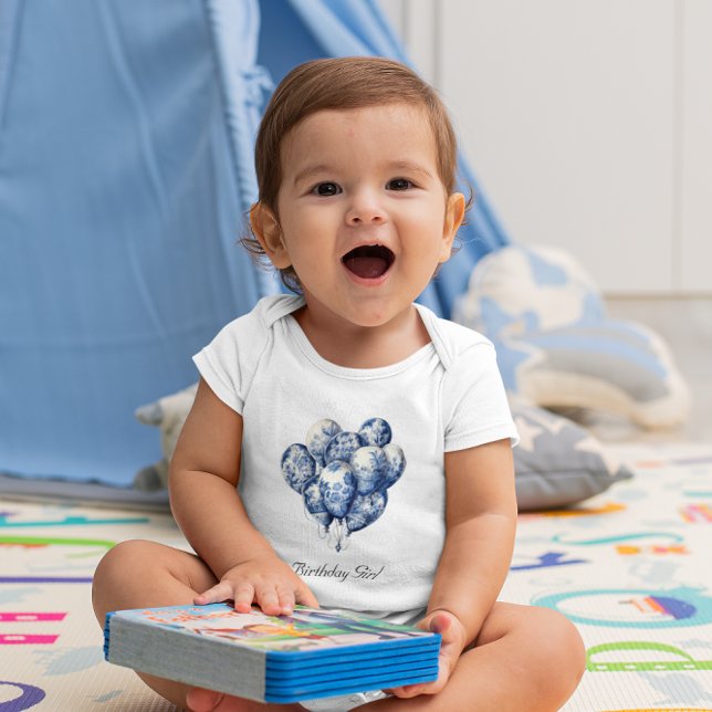 Body Para Bebê Balões Azuis Delft personalizáveis (Criador carregado)