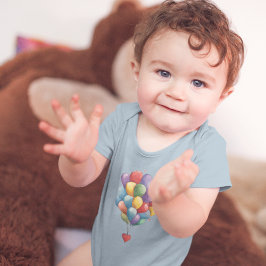 Body Para Bebê Balões Coloridos em Forma de Coração