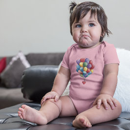 Body Para Bebê Balões Coloridos em Forma de Coração