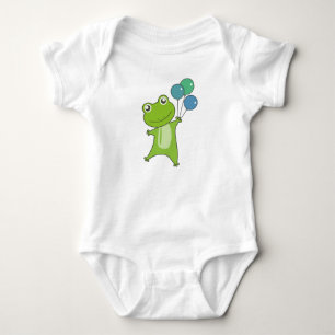 Body Para Bebê Balões Verdes de Sapo Animais Divertidos para Cria