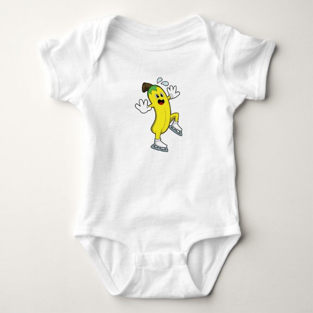 Body Para Bebê Banana na patinação no gelo com skates de gelo.PNG (Frente)