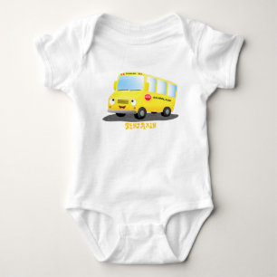 Body Para Bebê Banda branca e feliz de ônibus escolar amarelo