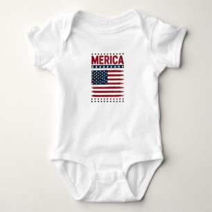 Body Para Bebê Bandeira Americana 4 de Julho Merica