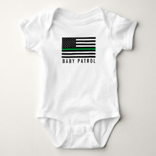 Body Para Bebê Bandeira americana da Linha Verde fina da patrulha