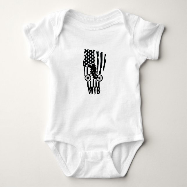 Body Para Bebê Bandeira Americana De Bicicleta De Montanha Patrió (Frente)