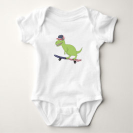 Body Para Bebê Bandeira Americana Dinosaur Skateboard